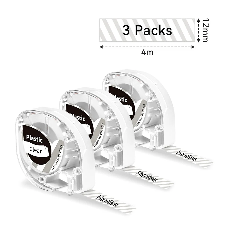 Phomemo 12mmx4m Black on Clear Plastic Label Tapes for P12/P12PRO