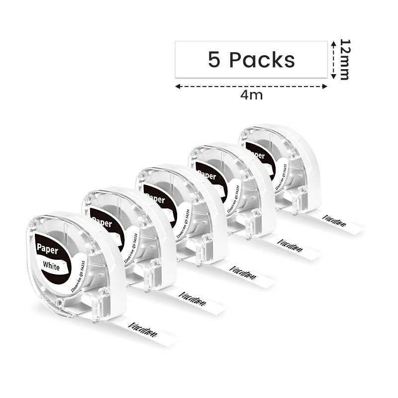 Phomemo 12mmx4m Black on White Paper Label Tapes for P12/P12PRO