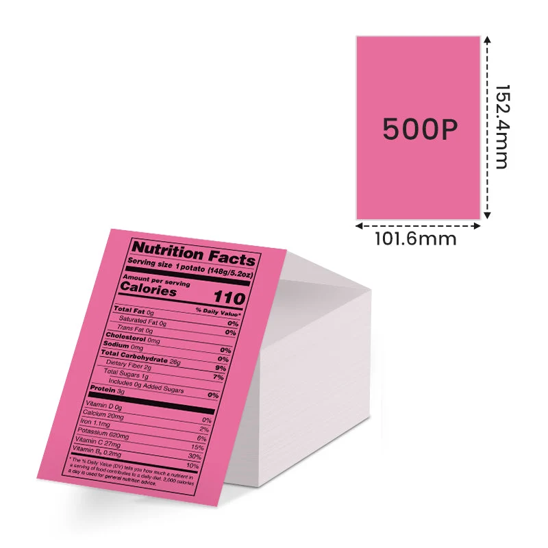 Phomemo 4"x6" Fanfold Direct Thermal Shipping Label (500 Labels) | Rose Red