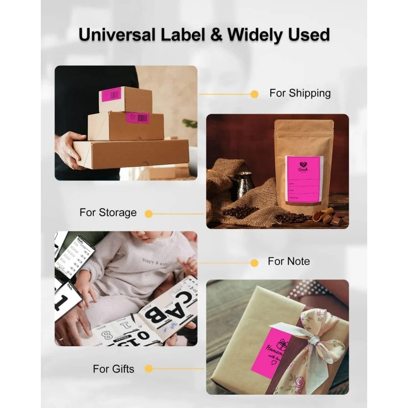 Phomemo 4"x6" Fanfold Direct Thermal Shipping Label (500 Labels) | Rose Red