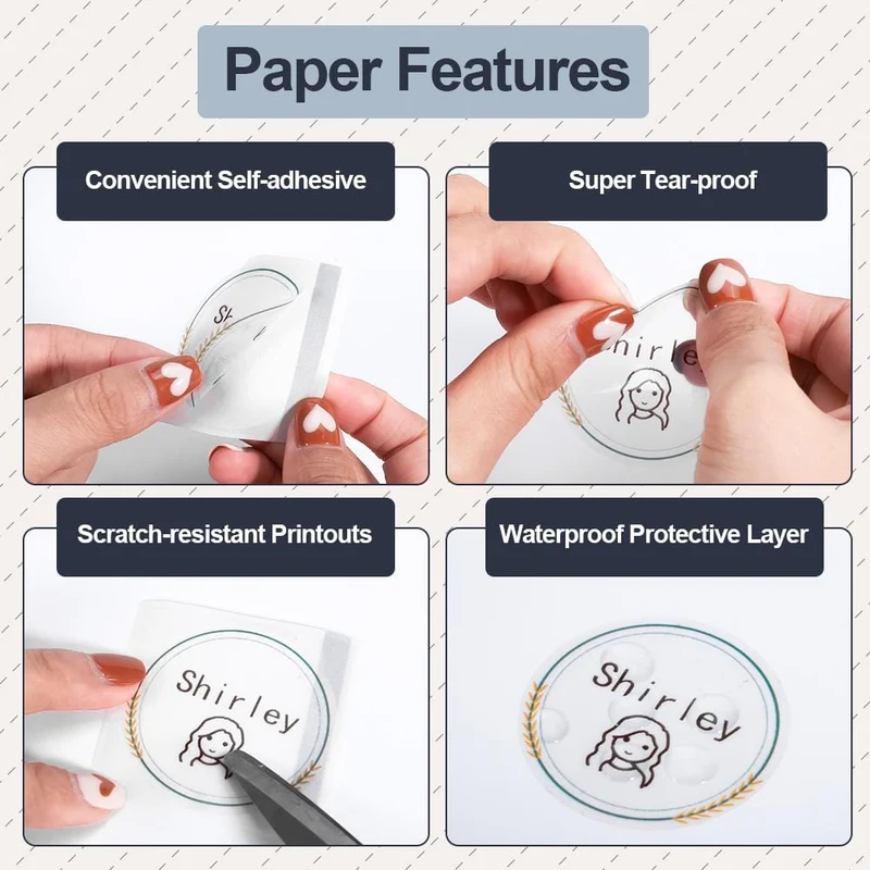 Phomemo 50×50mm Transparent Round Flower Pattern Label For M110/M150/M120/M200/M220/M221 - 1 Roll