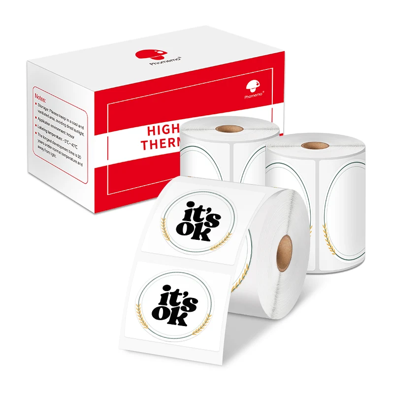 Phomemo 50×50mm Transparent Round Flower Pattern Label For M110/M150/M120/M200/M220/M221 - 1 Roll