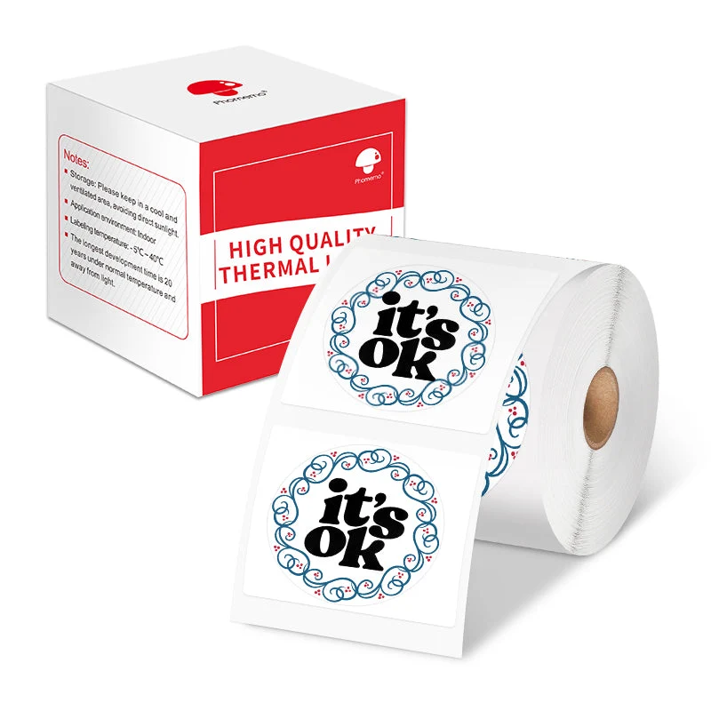 Phomemo 50×50mm Transparent Flower Thermal Label for M110/M120/M150/M200/M220/M221-1 Roll