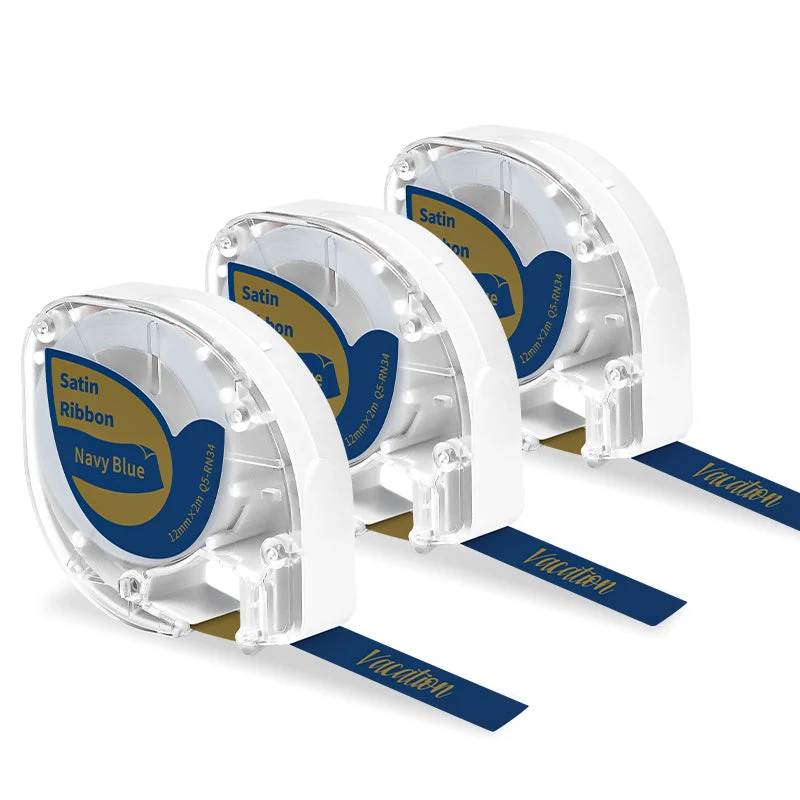 Phomemo 12mm Gold on Navy Blue Satin Ribbon Label Tapes for P12/P12PRO