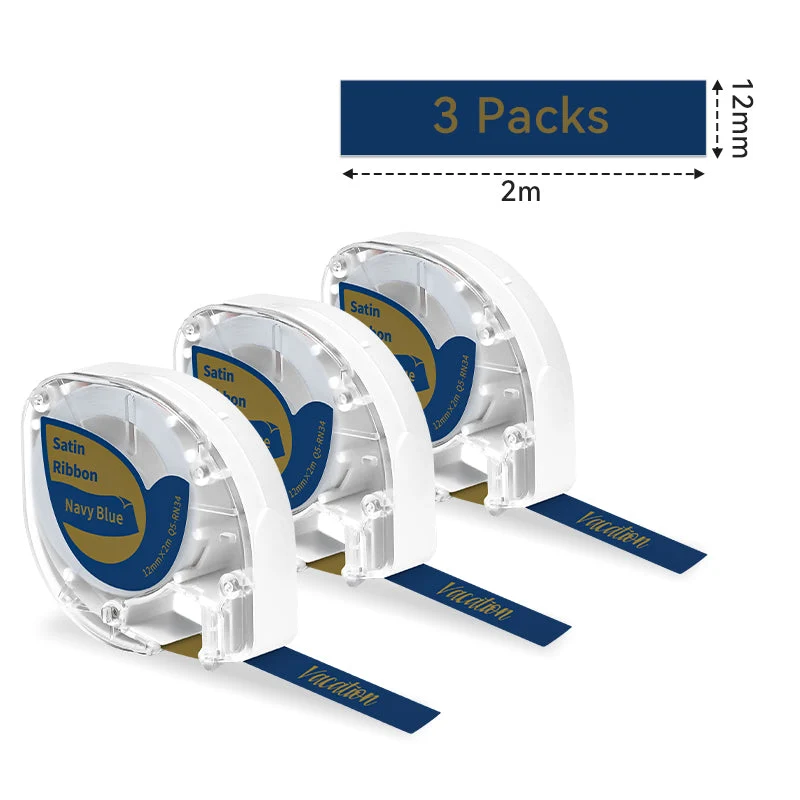 Phomemo 12mm Gold on Navy Blue Satin Ribbon Label Tapes for P12/P12PRO