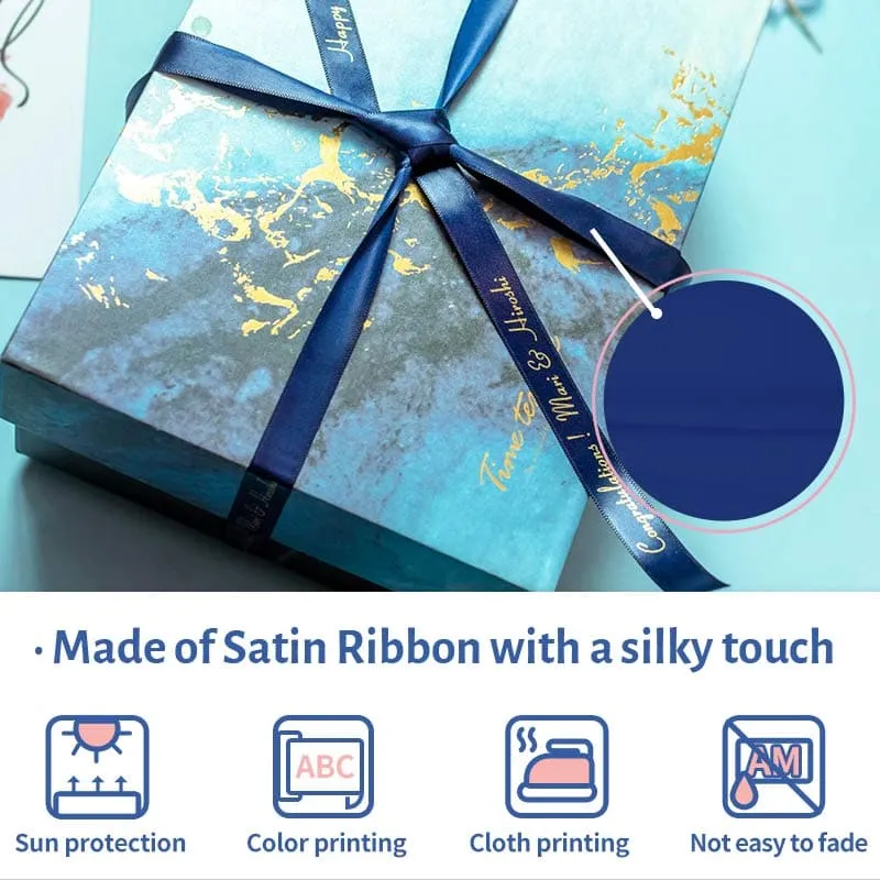 Phomemo 12mm Gold on Navy Blue Satin Ribbon Label Tapes for P12/P12PRO