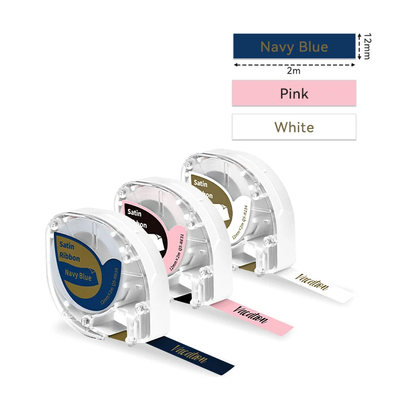 Phomemo 12mmx2m 3 Colors Satin Ribbon Label Tape for P12/P12PRO