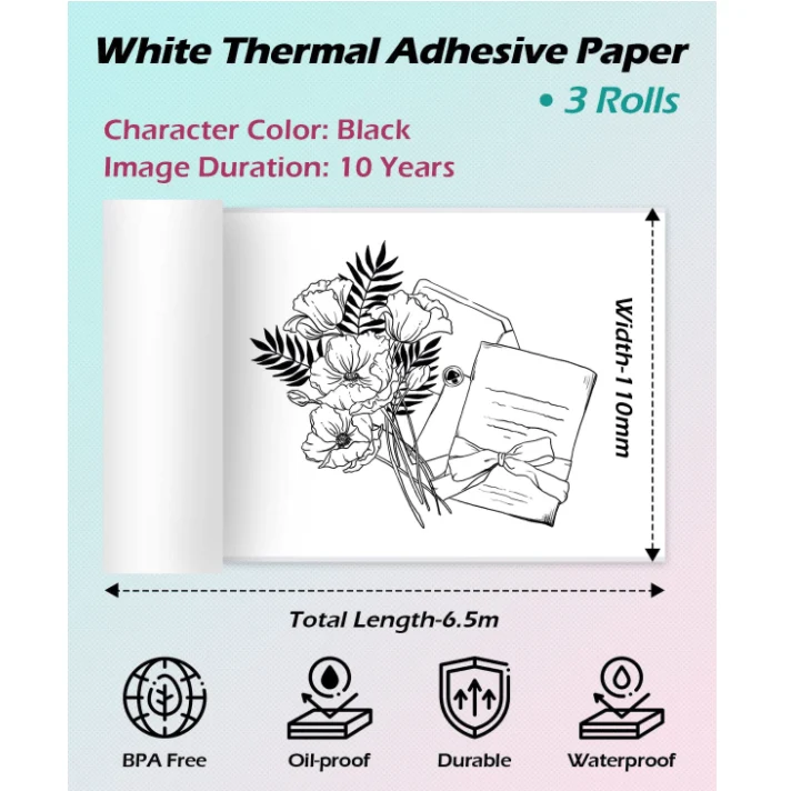 Phomemo 110mm Paper for M04S/M04AS/M832 | 3 Rolls