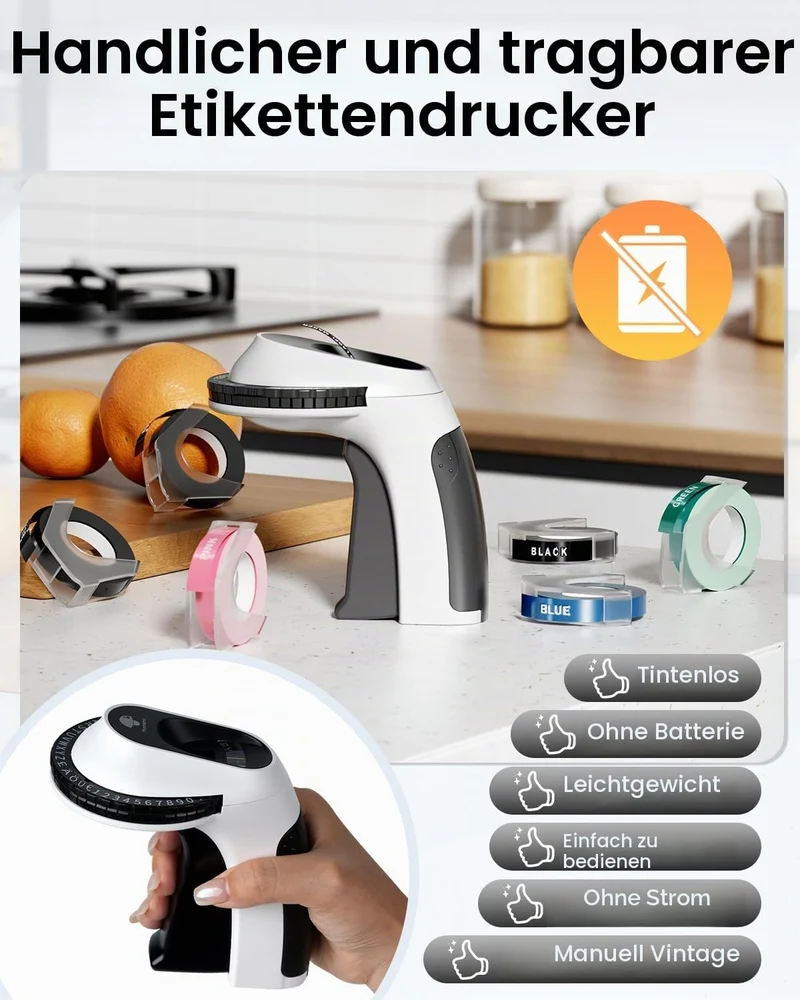 Phomemo E975 Präge-Etikettiergerät für den Heimgebrauch mit 6 Bändern