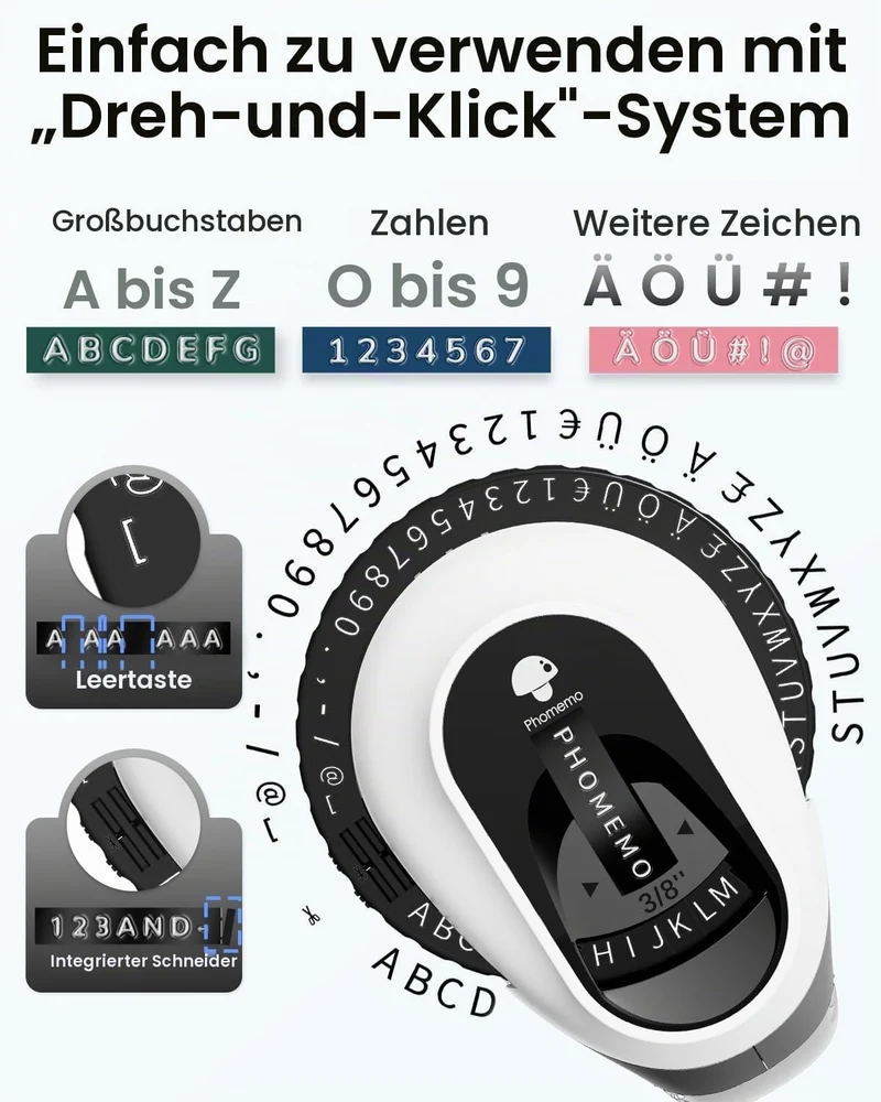 Phomemo E975 Präge-Etikettiergerät für den Heimgebrauch mit 6 Bändern