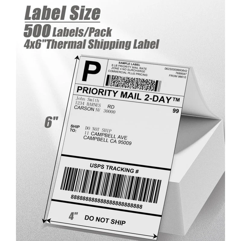 Phomemo 4"x6" Fan-Fold Thermal Direct Labels for Shipping Label Printer