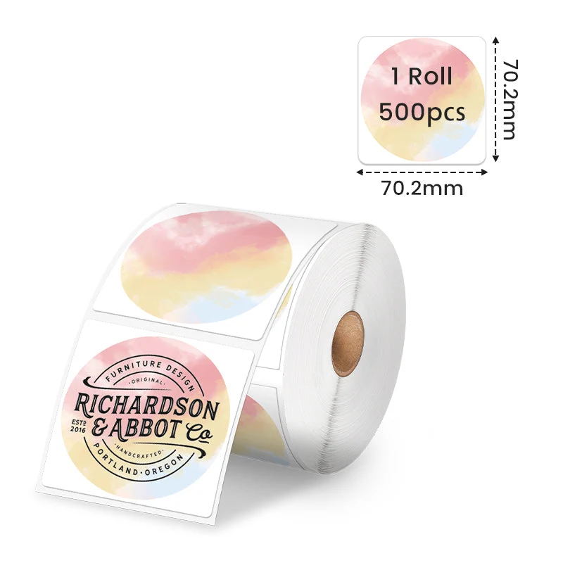 Phomemo 3" Self-Adhesive Round Thermal Sticker Label for Shipping Label Printer