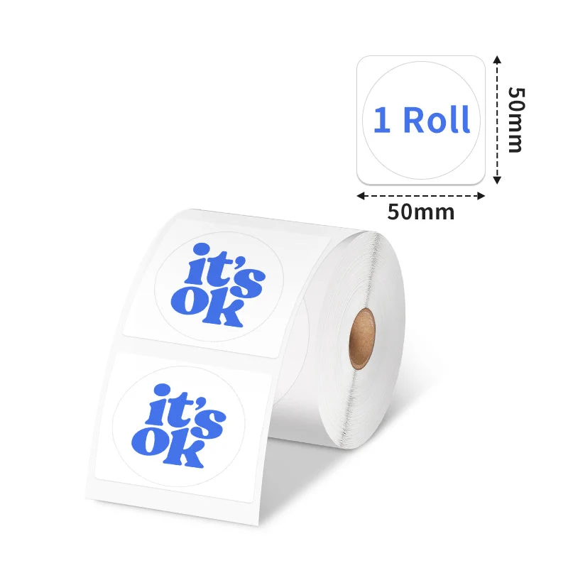 Phomemo 50x50mm Blue on White Round Thermal Label for M110/M120/M150/M200/M220/M221