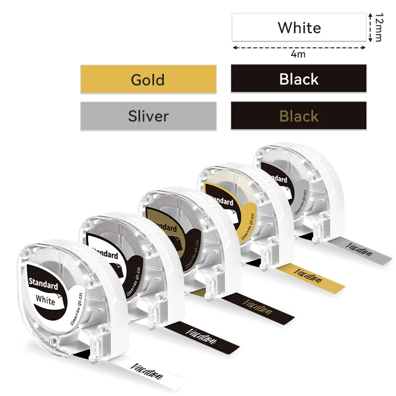 Phomemo 12mmx4m 5 Mixed Color Standard Label Tapes for P12/P12PRO