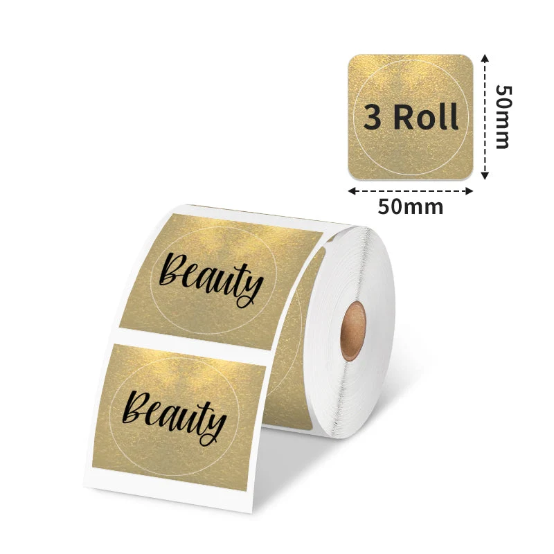 Phomemo 50x50mm Gold Glitter Thermal Label For M110/M120/M200/M220/M221/M150-1 Roll