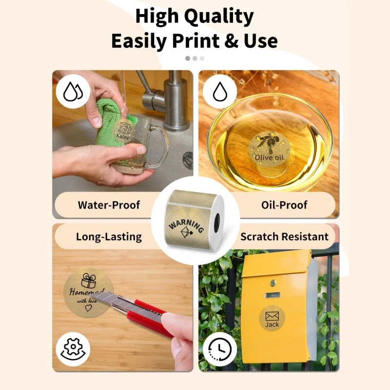 Phomemo 50x50mm Gold Glitter Thermal Label For M110/M120/M200/M220/M221/M150-1 Roll