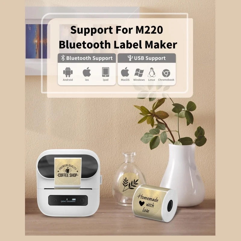 Phomemo 50x50mm Gold Glitter Thermal Label For M110/M120/M200/M220/M221/M150-1 Roll
