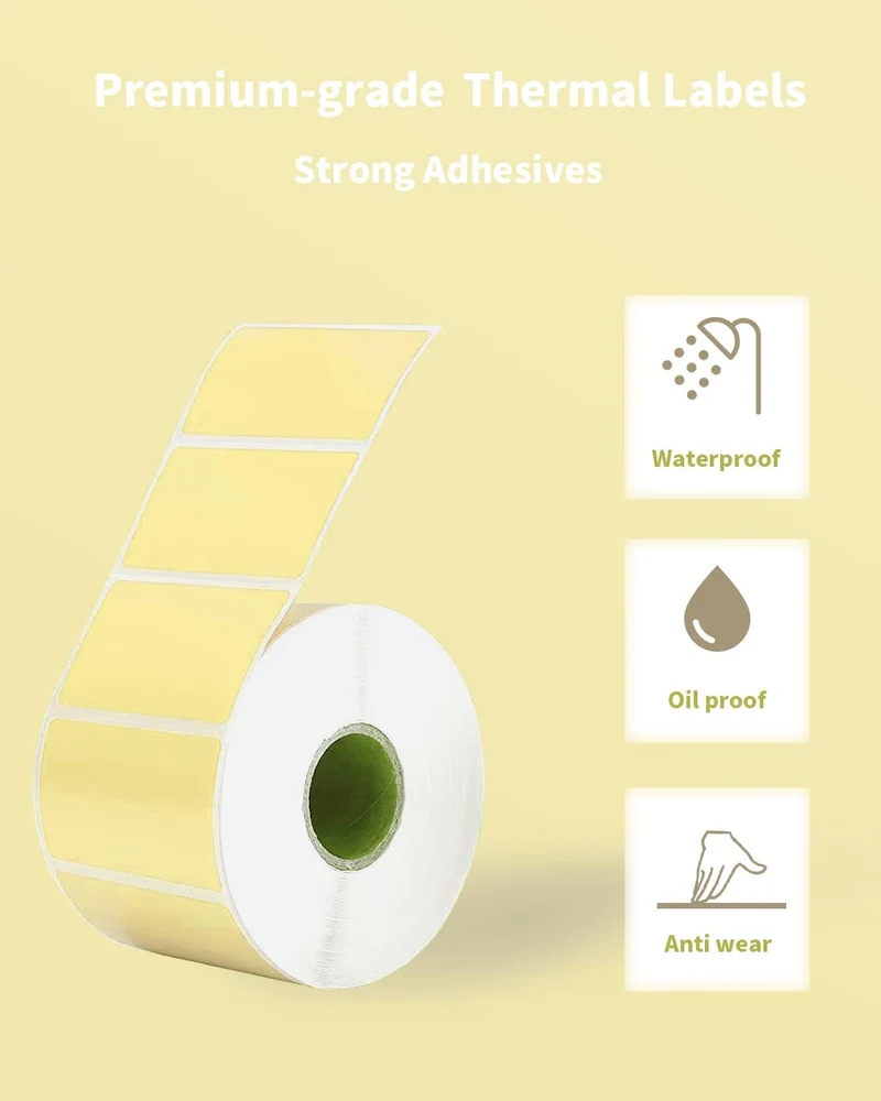 Phomemo 3"x2" Yellow Direct Thermal Label For Shipping Label Printer