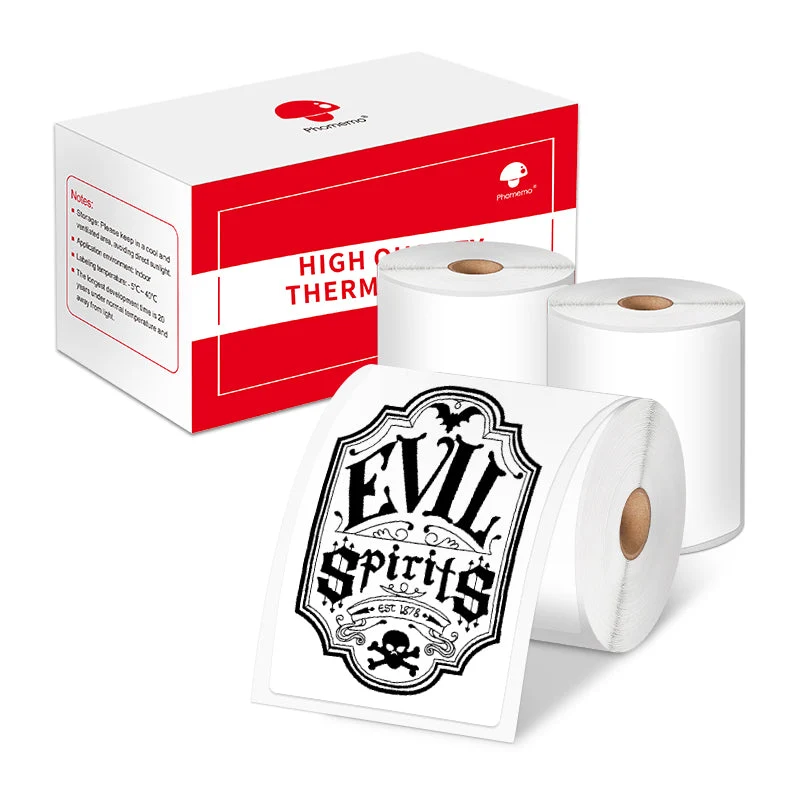 Phomemo 70×80mm White Thermal Label for M220/M200/M221 Printer-3 Roll
