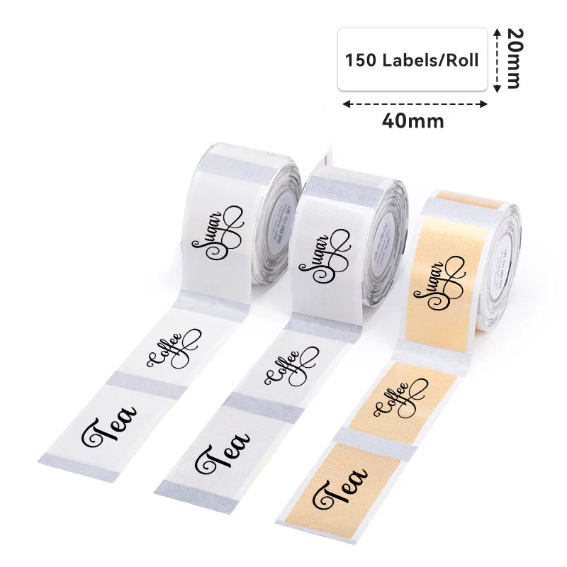 Phomemo 20x40mm Transparent&Golden&Silver Thermal Adhesive Labels for D50