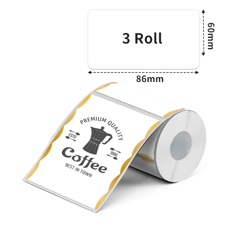 Phomemo 60x86mm Golden wave trim Thermal Label for M200/M220/M221-3 Roll