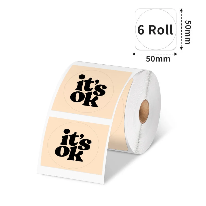 Phomemo 50×50mm Multicolor Round Thermal Label for Business Label Maker-6 Rolls