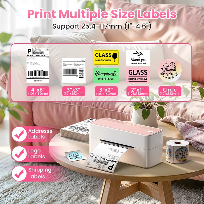 Printiup Label Air - Imprimante Thermique Étiquettes 4x6 Bluetooth Sans Fil – Compatible iPhone, Android, Mac & Windows