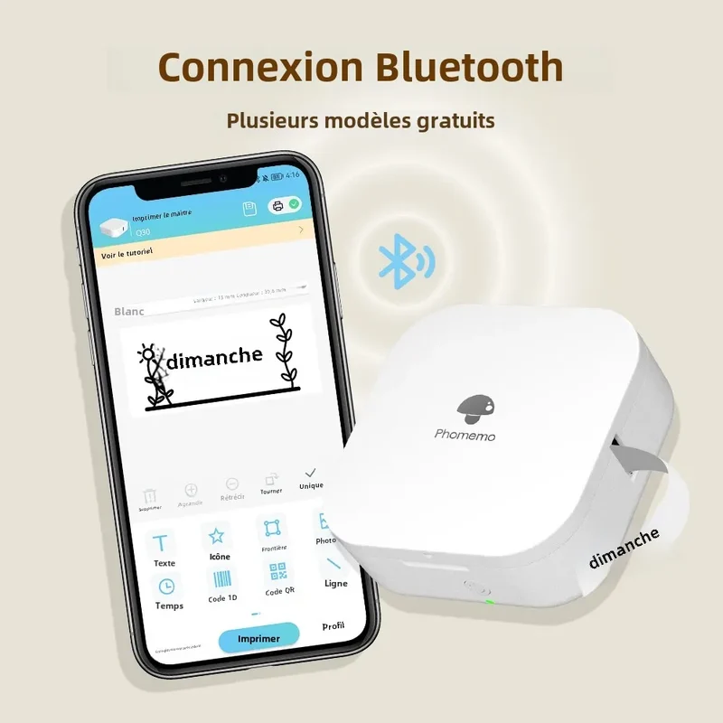 Printiup Label Mini – Étiqueteuse Thermique Portable Bluetooth 15 mm – Maison & Organisation