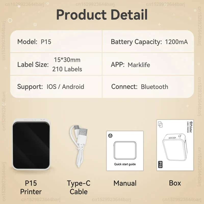 Printiup Label Pocket – Étiqueteuse Thermique Portable Bluetooth 15 mm – Bureau & Étudiants