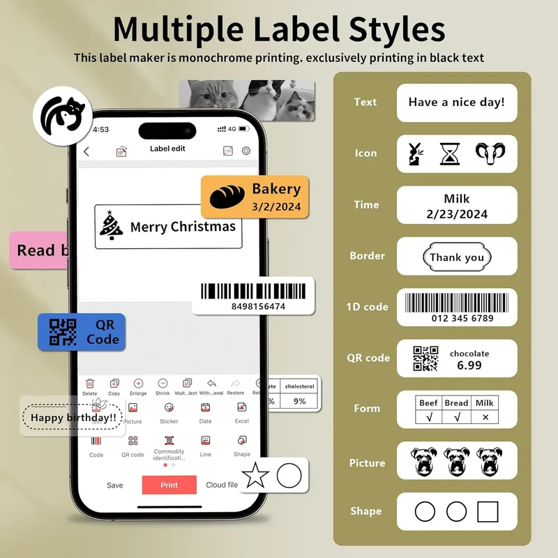 Printiup Label Max – Étiqueteuse Thermique Bluetooth 15 mm – Professionnelle