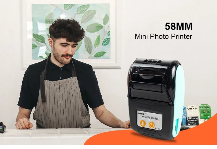 Printiup POS Go - Imprimante Thermique Caisse Portable 58 mm – Bluetooth & USB – Avec Batterie Rechargeable