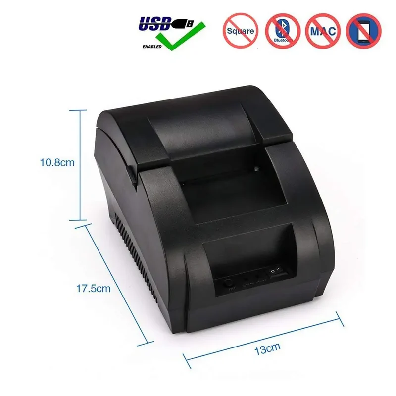 Printiup POS Pro - Imprimante Thermique Caisse Portable 58 mm – Bluetooth & USB – Multi-OS