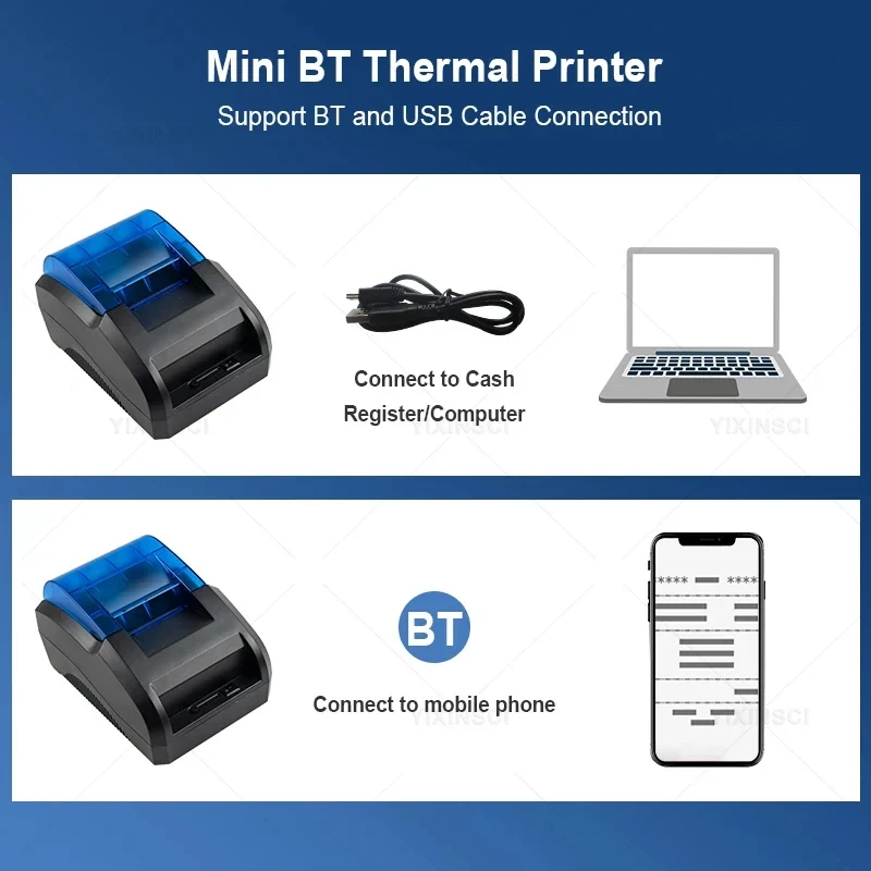 Printiup POS Flex - Imprimante Thermique Caisse 58 mm – Bluetooth & USB – Compatible iOS, Android, Windows & Mac
