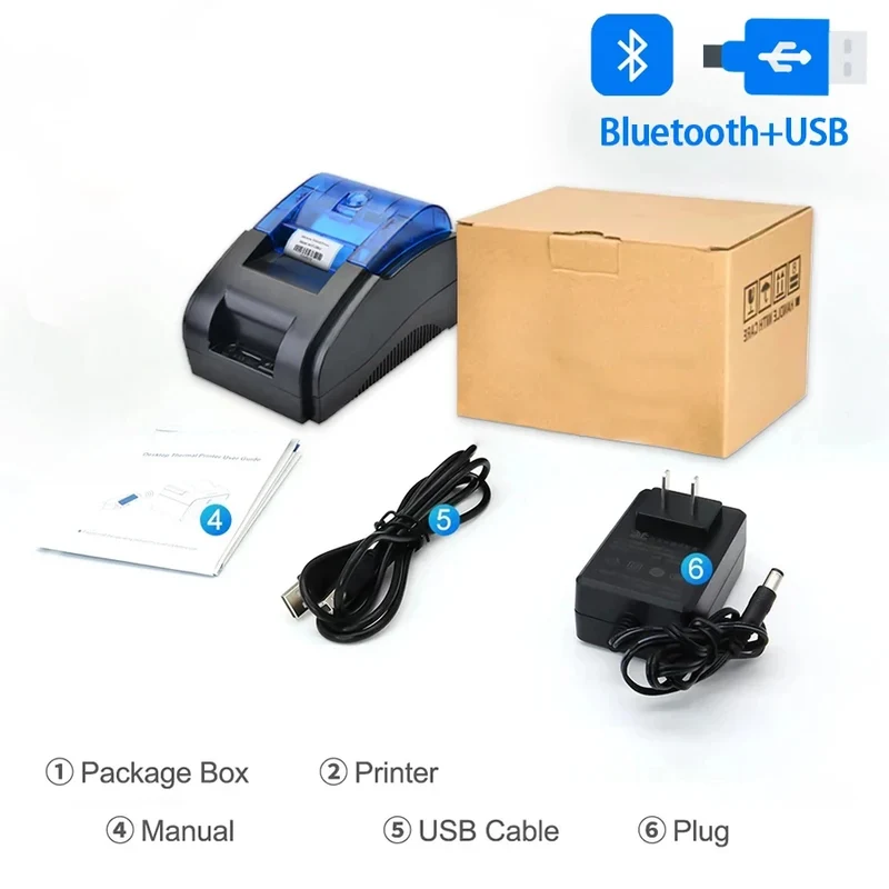 Printiup POS Flex - Imprimante Thermique Caisse 58 mm – Bluetooth & USB – Compatible iOS, Android, Windows & Mac