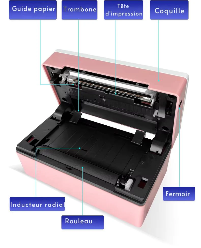 Printiup Label Rose - Imprimante Thermique Étiquettes 4x6 Bluetooth – Compacte & Économique – Compatible iPhone, Android, Mac & Windows