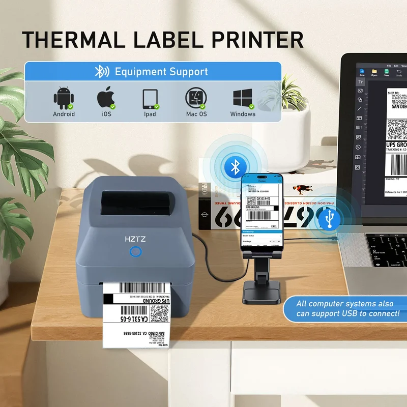 Printiup Label Max - Imprimante Thermique Étiquettes 4x6 Haut Débit – Bluetooth, Wi-Fi & USB – Compatible iPhone, Android, Mac & Windows