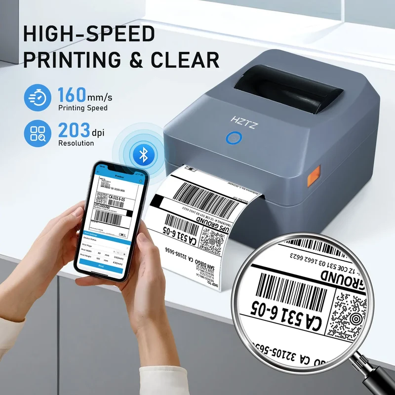 Printiup Label Max - Imprimante Thermique Étiquettes 4x6 Haut Débit – Bluetooth, Wi-Fi & USB – Compatible iPhone, Android, Mac & Windows