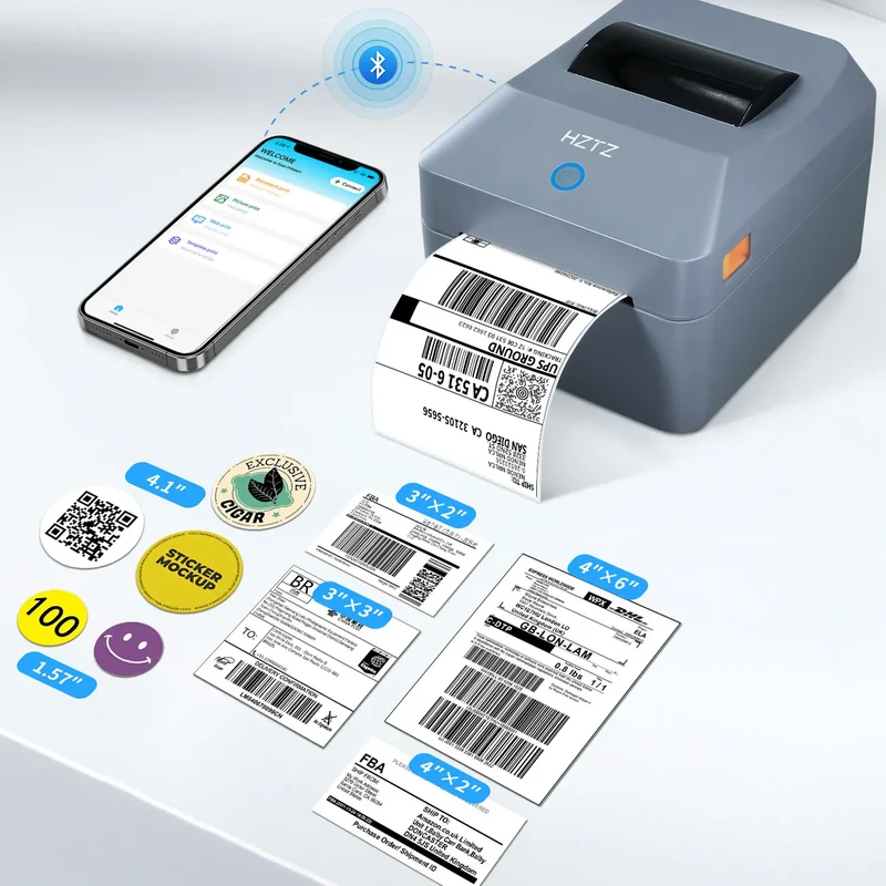 Printiup Label Max - Imprimante Thermique Étiquettes 4x6 Haut Débit – Bluetooth, Wi-Fi & USB – Compatible iPhone, Android, Mac & Windows