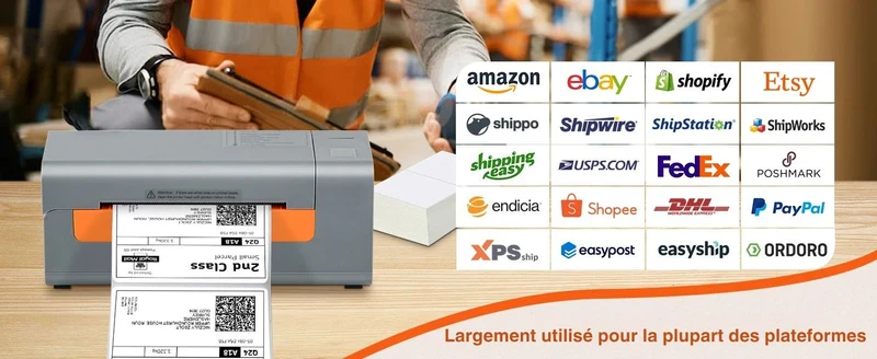 Imprimante Thermique Étiquettes 4x6 – Spéciale Expédition E-commerce – Sans Encre – Compatible Windows & Mac