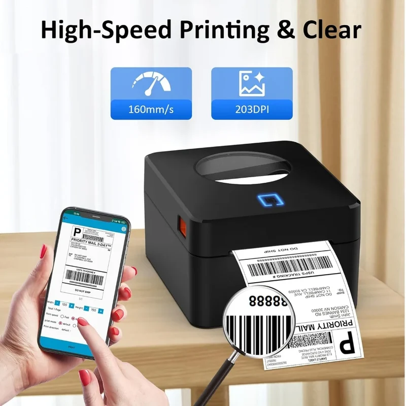 Printiup Label Flex - Imprimante Thermique Étiquettes 4x6 Bluetooth – Polyvalente & Rapide – Compatible Windows, Mac, iOS & Android