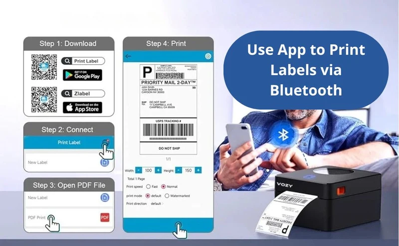 Printiup Label Flex - Imprimante Thermique Étiquettes 4x6 Bluetooth – Polyvalente & Rapide – Compatible Windows, Mac, iOS & Android
