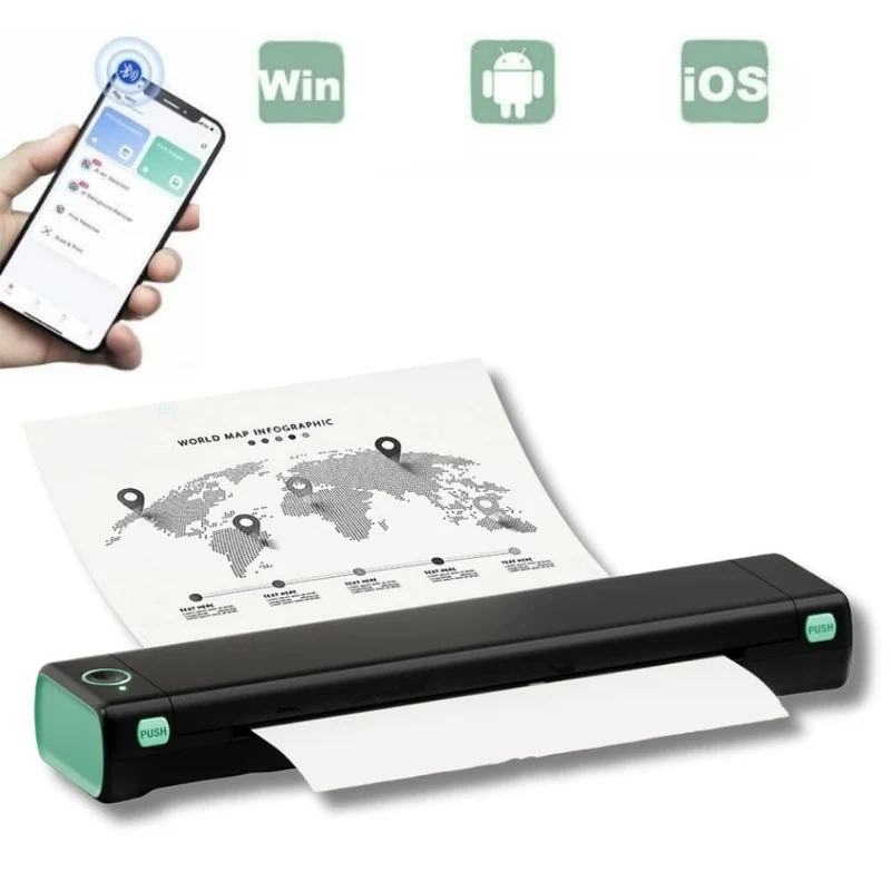 Printiup A4 – Mini imprimante Thermique Portable A4 Bluetooth Maison & Bureau, Compatible iOS Android PC
