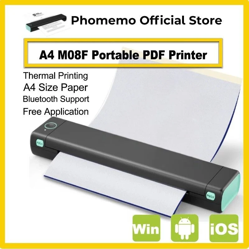 Printiup A4 – Mini imprimante Thermique Portable A4 Bluetooth Maison & Bureau, Compatible iOS Android PC