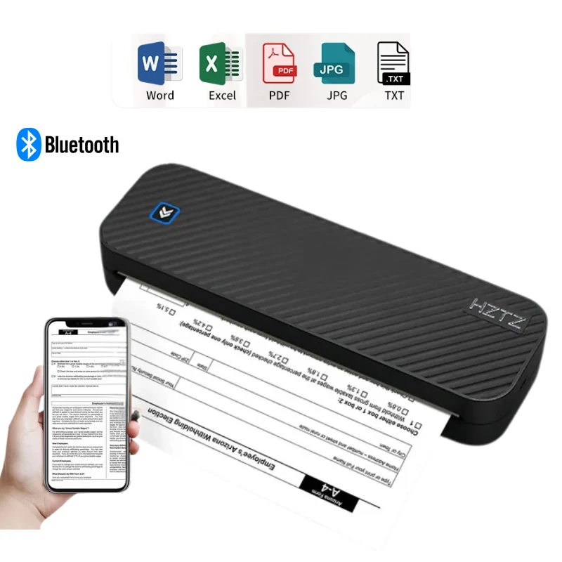 Printiup A4 Work – Imprimante Thermique Portable Étudiant – Sans Encre Bluetooth – Impression PDF, Word & Excel (Maison, Bureau, École, Travail)