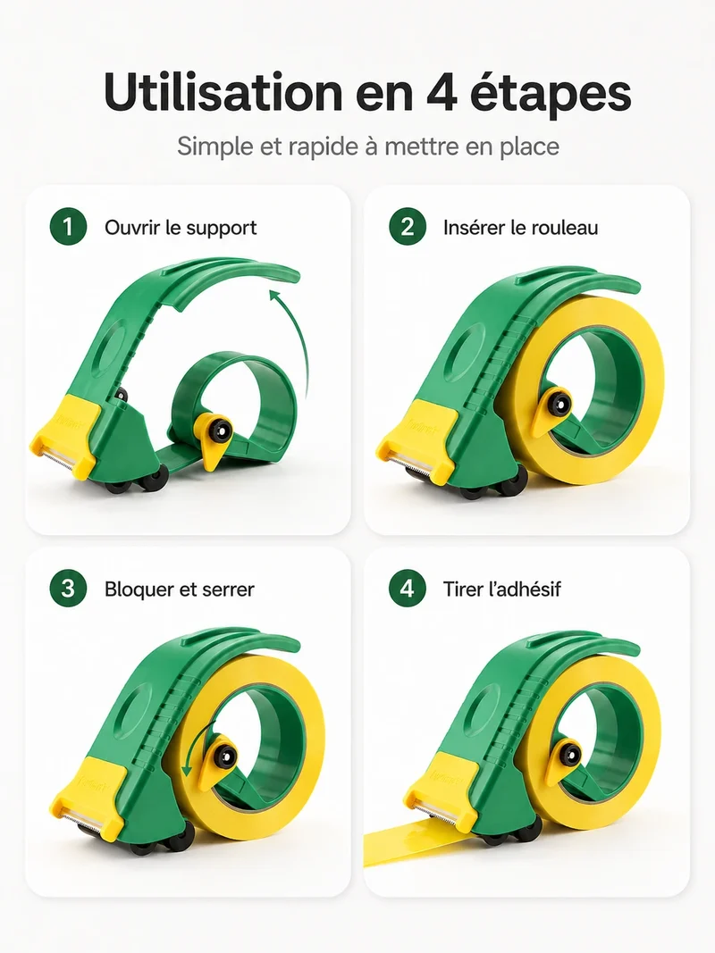 Dévidoir à Ruban Adhésif pour Colis – Coupe Rapide & Poignée Ergonomique