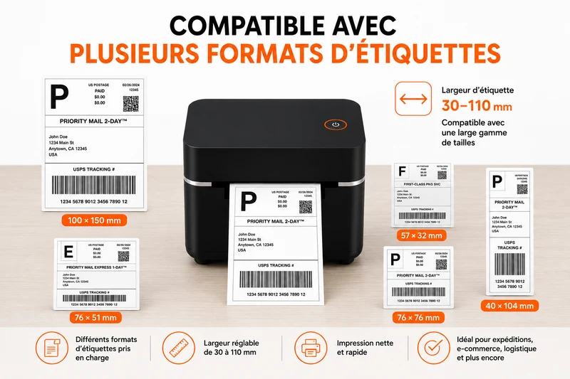 Pack Starter – Imprimante Thermique + 200 Étiquettes 100×150 mm