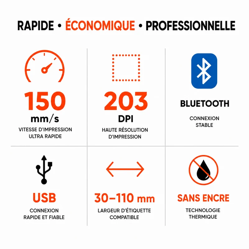 Pack Starter – Imprimante Thermique + 200 Étiquettes 100×150 mm