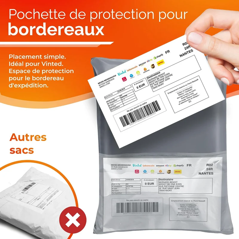 Pochettes d'Expédition Grises Étanches - Pack de 30 (S/M/L)