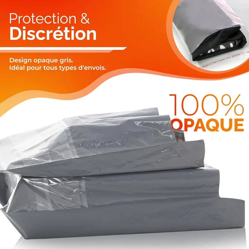 Pochettes d'Expédition Grises Étanches - Pack de 30 (S/M/L)