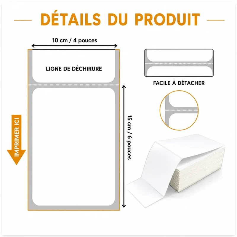 Étiquettes Thermiques 100×150 mm (4×6) – Expédition Colis